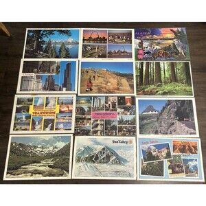 Vintage Placemats USA Souvenir Sightseeing Travel Landmarks 11.5x17.5" Set Of 12